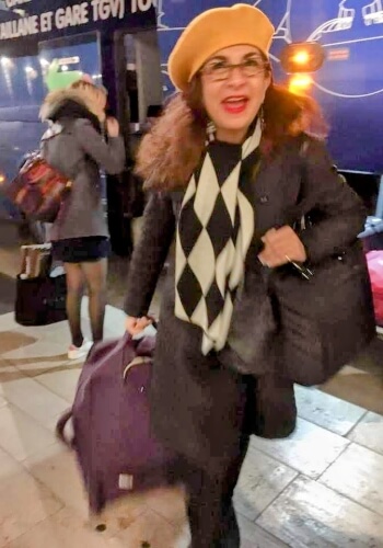 Adrian Leeds at a train station in Paris