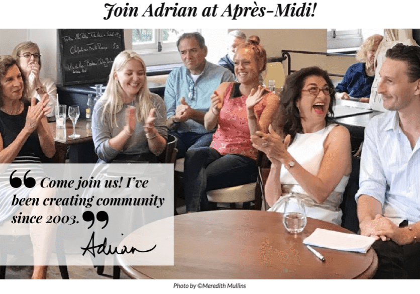 Website splashpage for the Adrian Leeds Group's Après-Midi