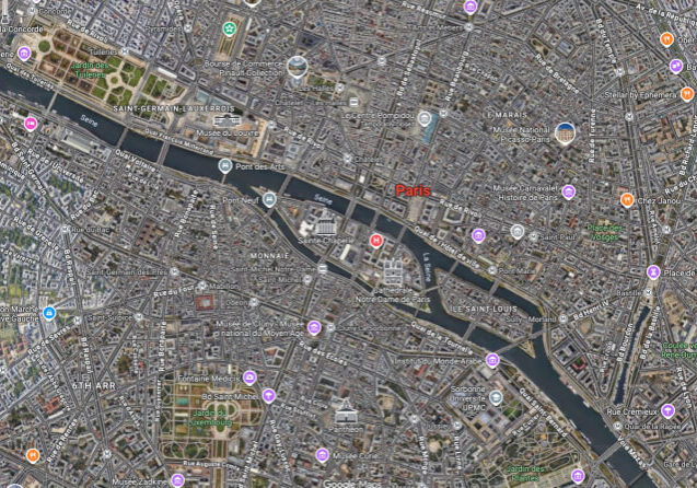 Satellite view of Paris, France