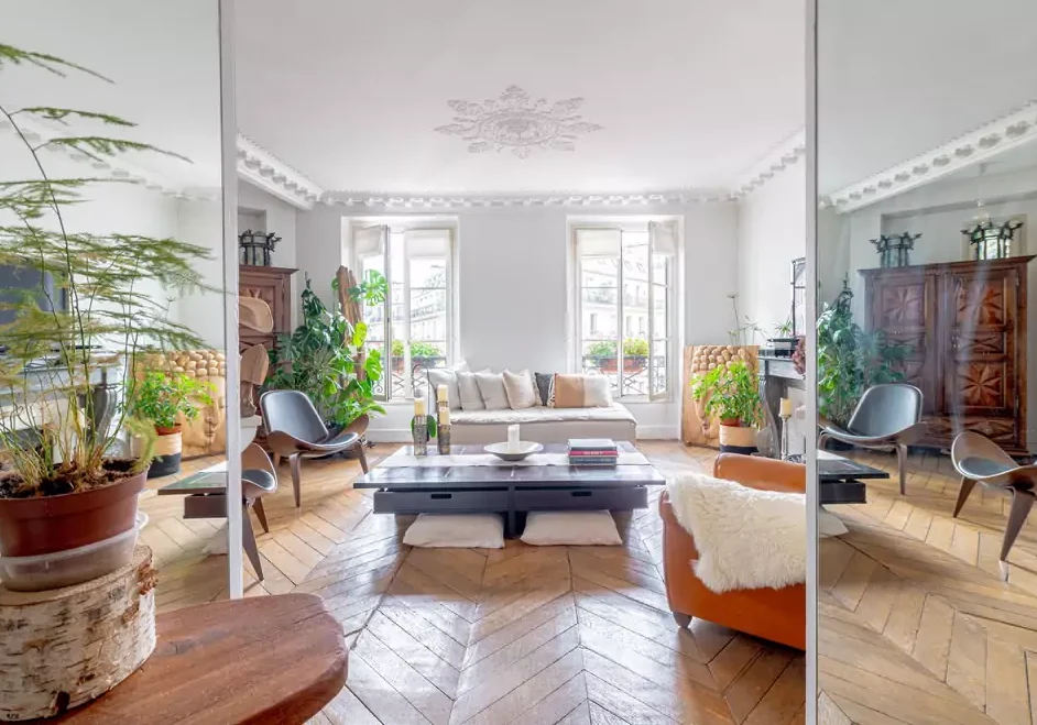 beautiful hardwood floors tall ceilings and big windows at 11 rue Madame Paris