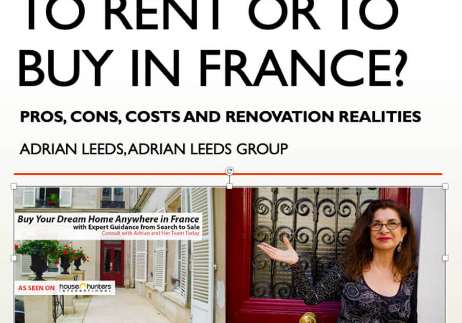 Adrian Leeds Group meme about renting or buying property in France