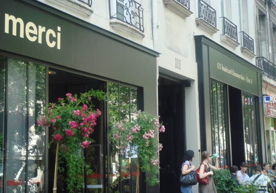 Paris storefront with Merci as the store's name
