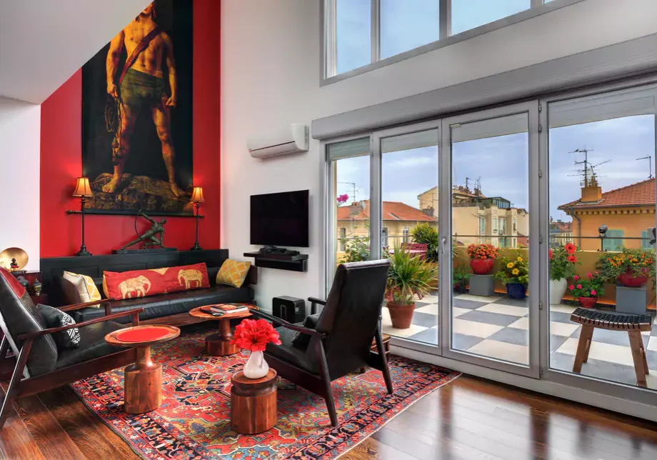 spacious living and dining with large terraces and great views 4 ave Cyrille Besset, Nice duplex penthouse