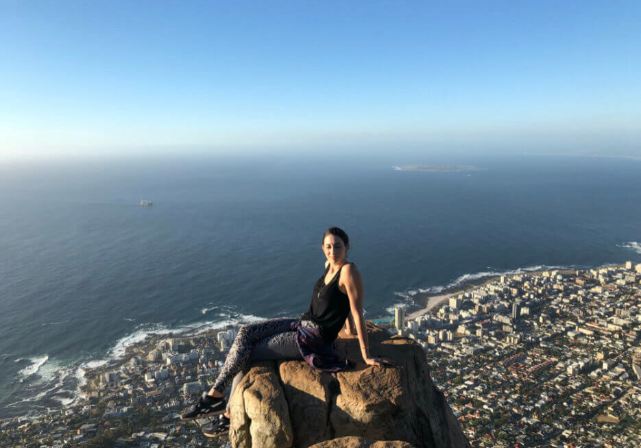 Erica Simone overlooking ocean in Capetown