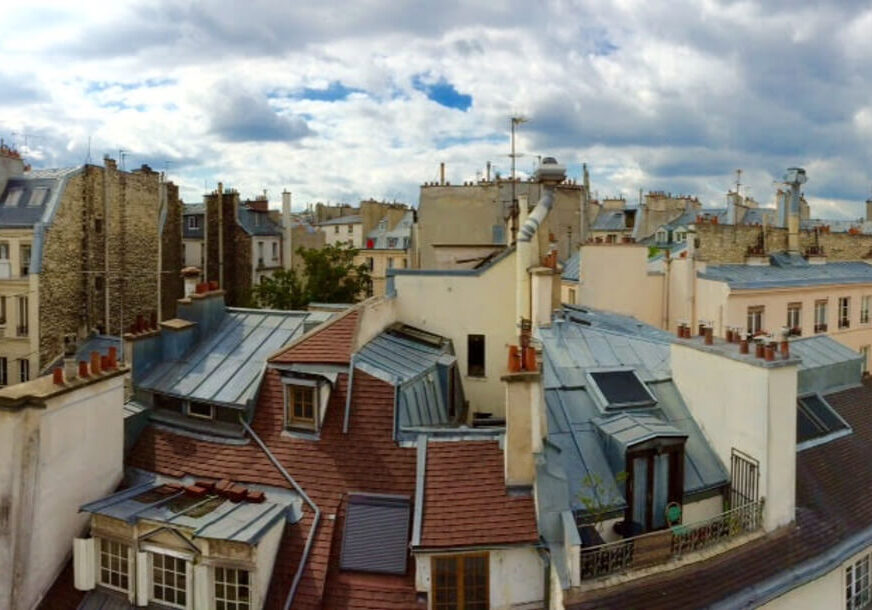 View out over the rooftops in Paris, France