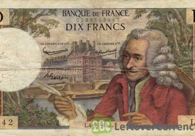 A former French bank note with Voltaire on the face