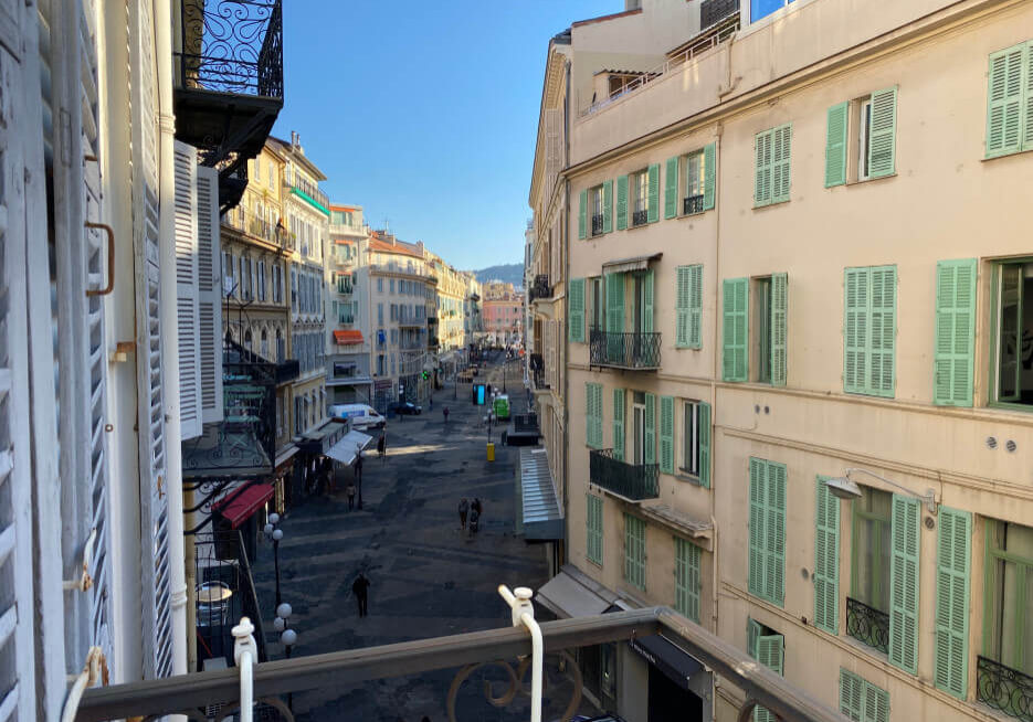 Looking east down rue Masséna in Nice France