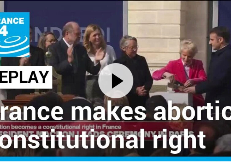 Screenshot of France 24 News video on France making abortion a constitutional righ