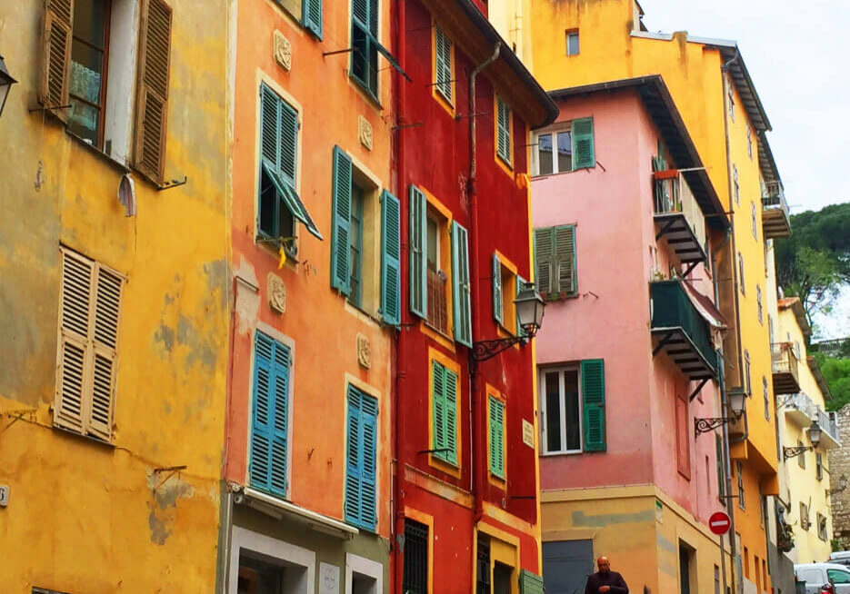 Colorful apartment buildings in Old Nice