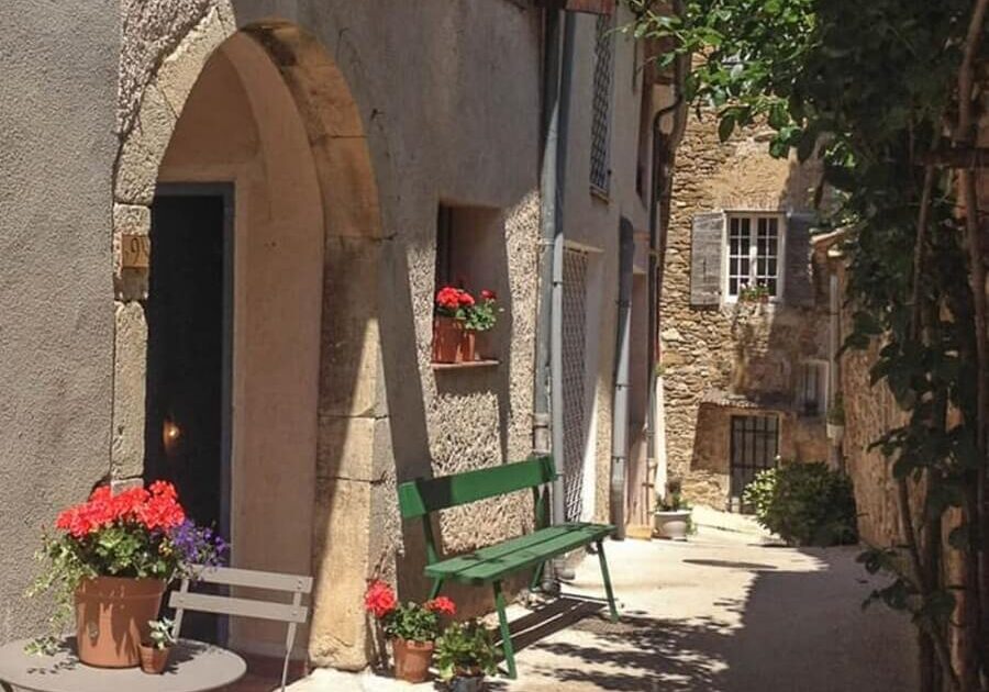 Entrance to Chez Mirabel on rue du Bourg in Provence, France