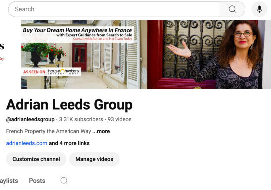 Screenshot of the Adrian Leeds Group's YouTube channel splashpage