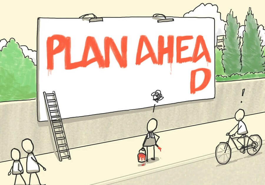 Cartoon meme making fun of plan ahead