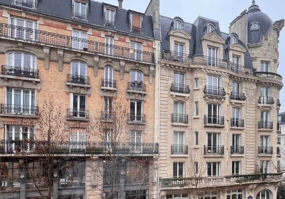 Apartment buildings in Paris, France
