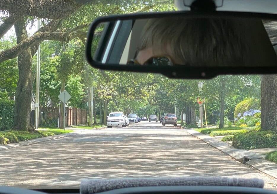 Photo from a car driving in Uptown New Orleans