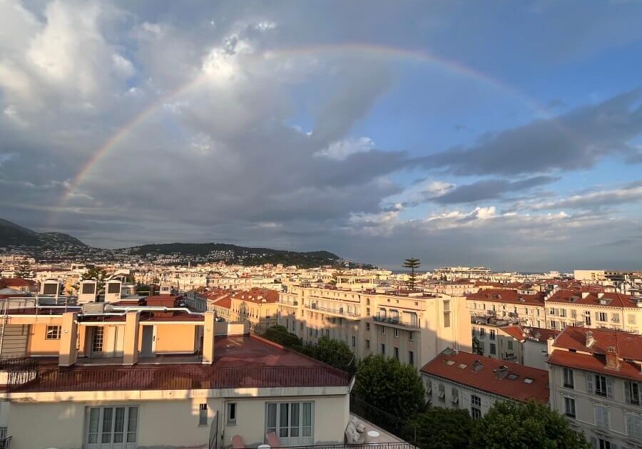 View of a rainbow from the rooftop of the Hôtel Splendid & Spa in Nice, France - Photo by Patty Sadauskas