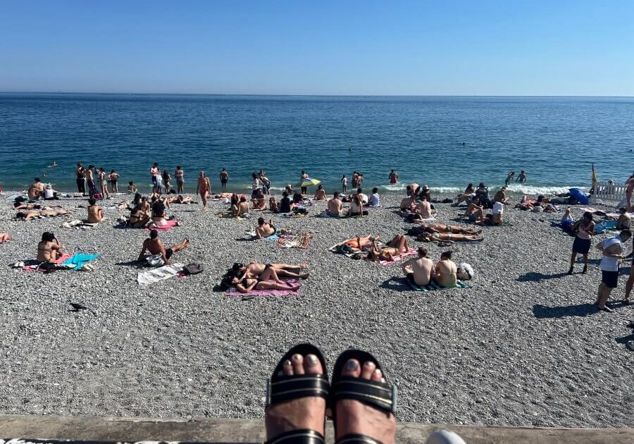 Adrian Leeds at the beach on the Promenade in Nice, France