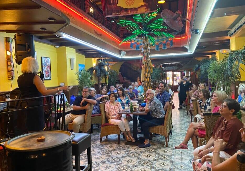 The group attending Meet the Authors in Nice at Cuban restaurant, La Havane