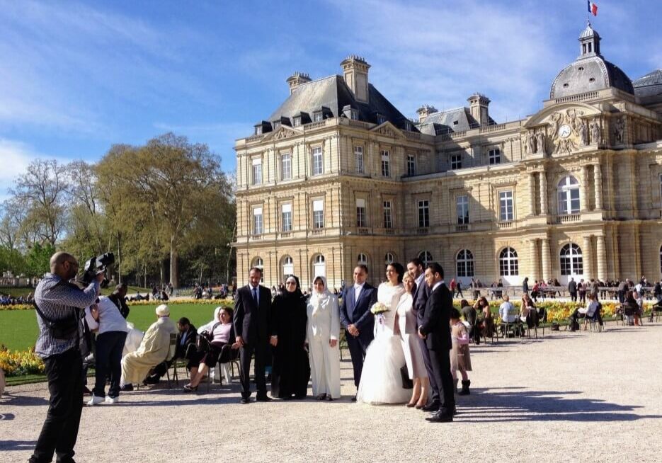 A wedding party at a chateau in France