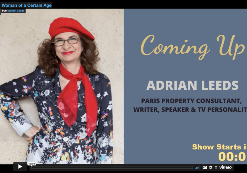 Screenshot of Adrian Leeds for her interview on Women of a certain age