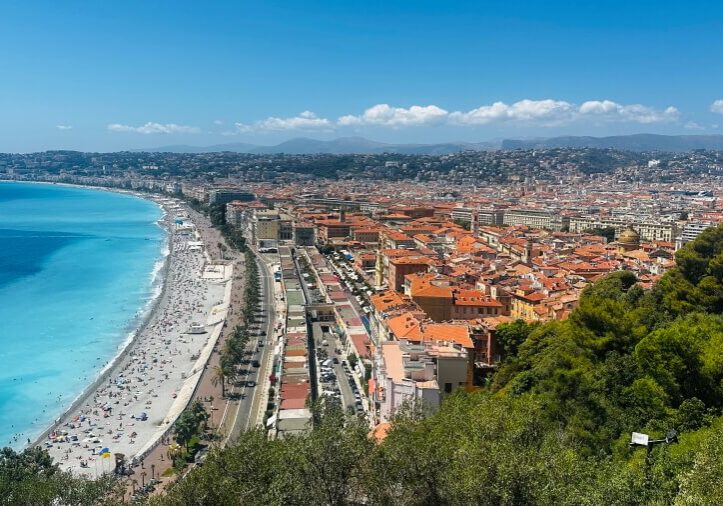 Aerial view of the Nice coastline