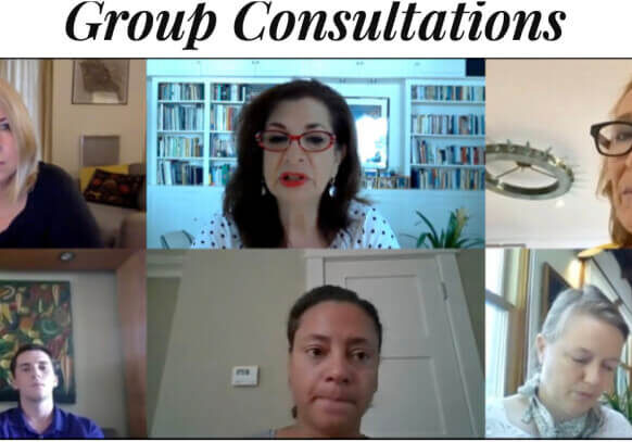 Screenshot of a Zoom group consultation with Adrian Leeds