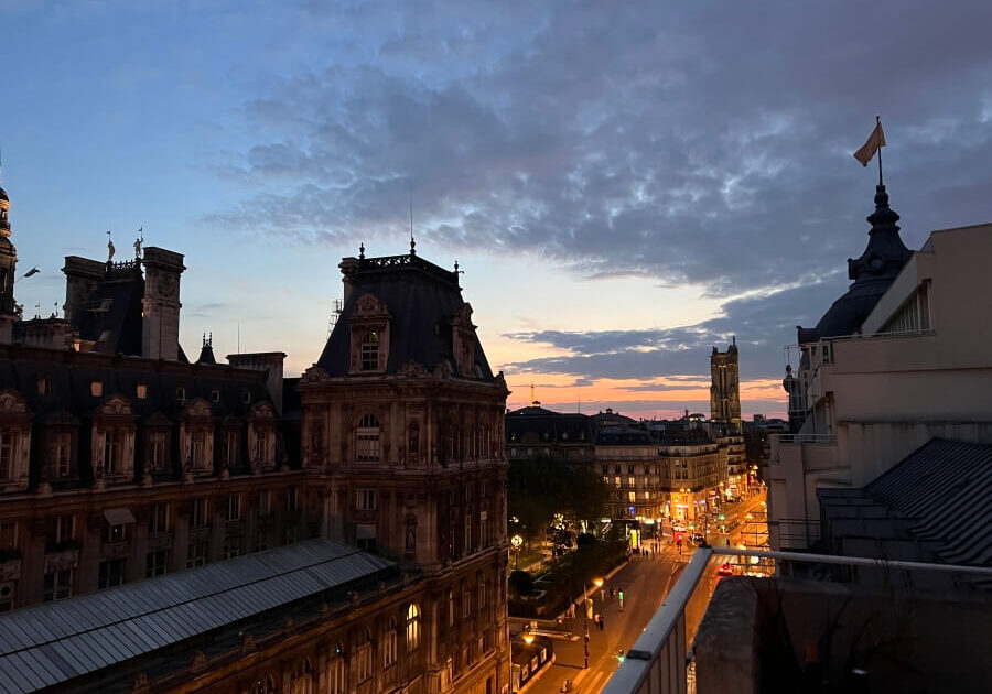 Sunset view from the BHV in Paris