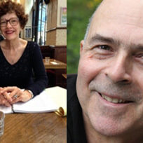 Composit photo of Harriet Welty Rochefort and David Downie and their book covers