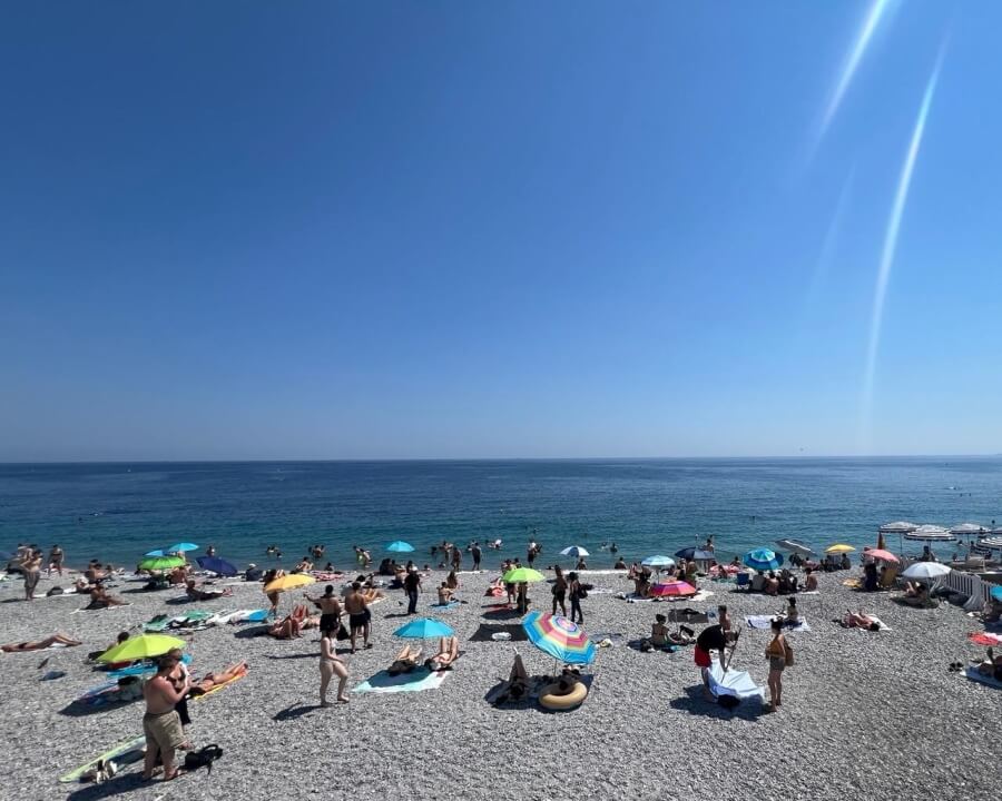 A beach scene in Nice, France