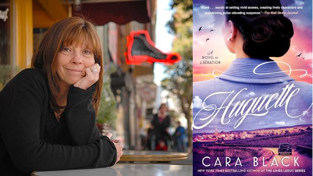 Cara Black author and cover of her book Huguette