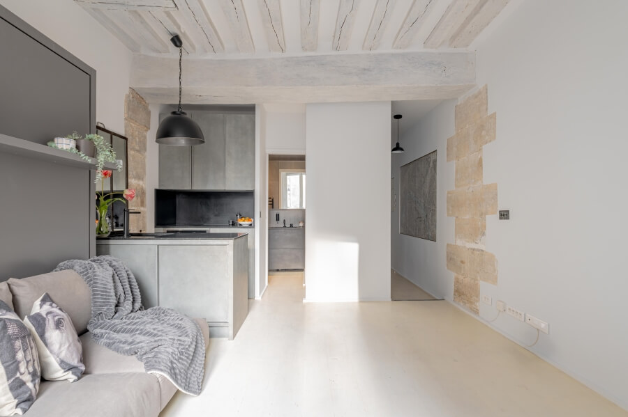 Interior of the Designer Studio for sale in Le Marais in Paris
