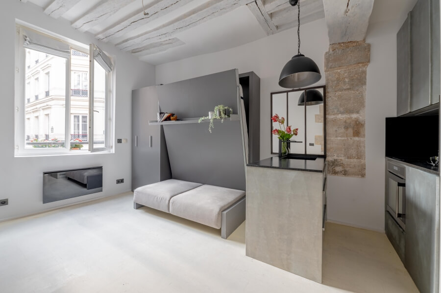 Interior of the Designer Studio for sale in Le Marais in Paris