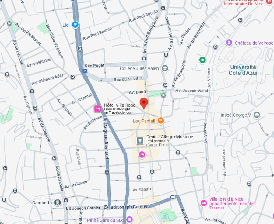 Google map pinpointing the location of the Penthouse for sale in Nice, France
