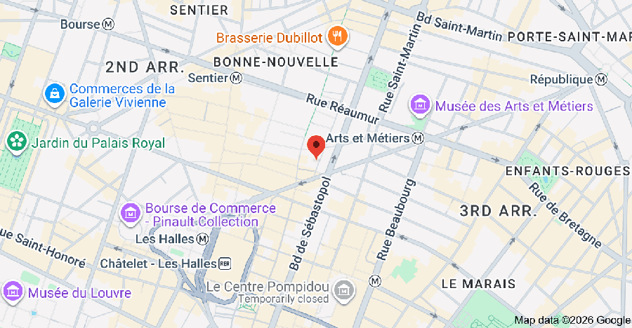 Google map pinpointing the locations of the apartment for sale in Paris