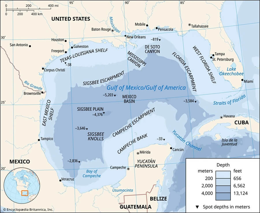 Grpahic map of the Gulf of Mexico/America