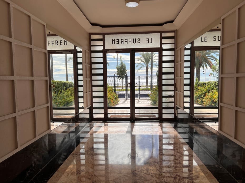 Building entrance for 99 Prom in Nice, France from the inside