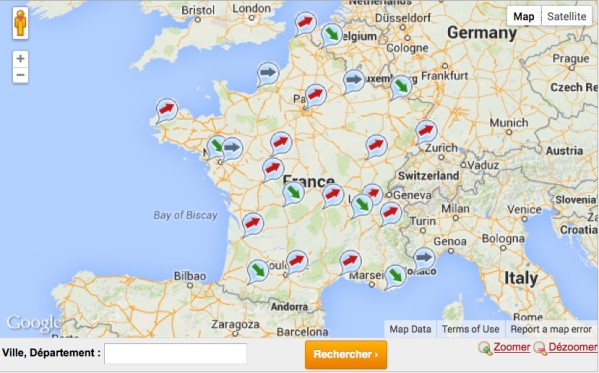 Seloger Map of regions in France - French real estate