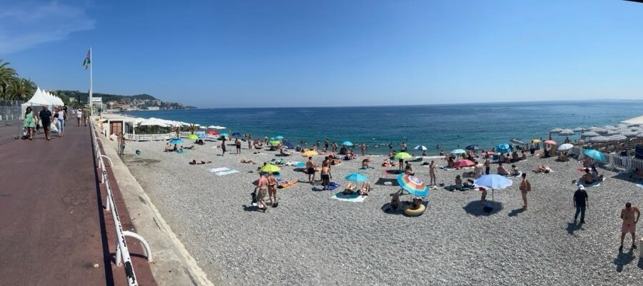 A beach scene in Nice, France