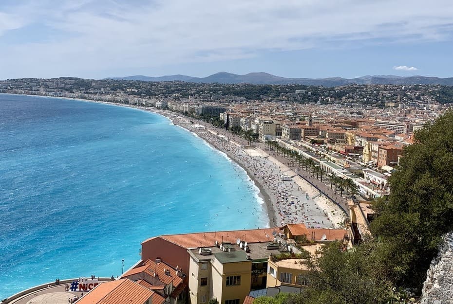 View of the ocean and the city in Nice France