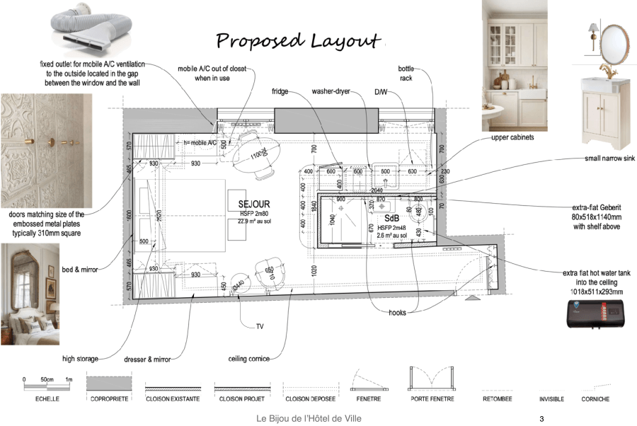 Proposed layout/floorplan for Le Bijou de l’Hôtel de Ville