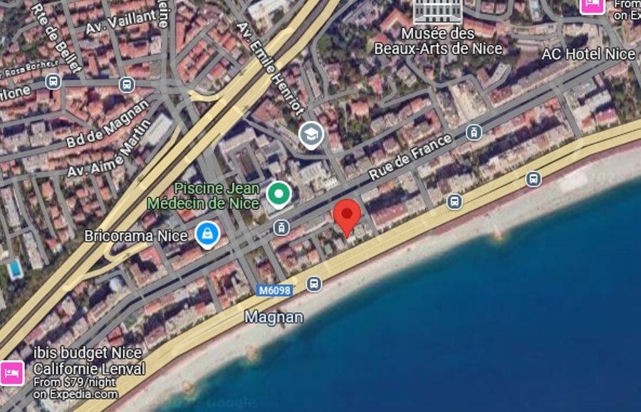 Google map pinpointing the location of Prom 99 for sale in Nice, France