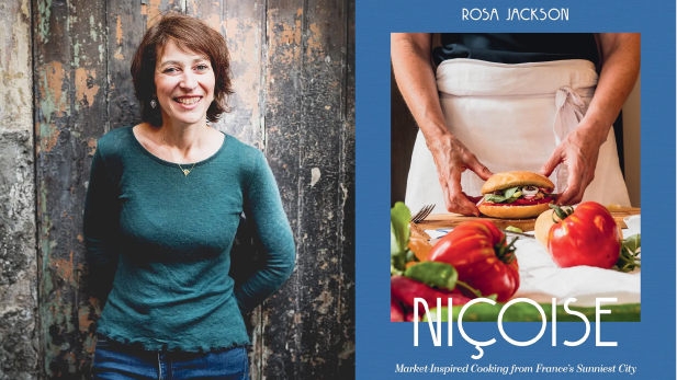 Rosa Jackson and cover of her cookbook Niçoise