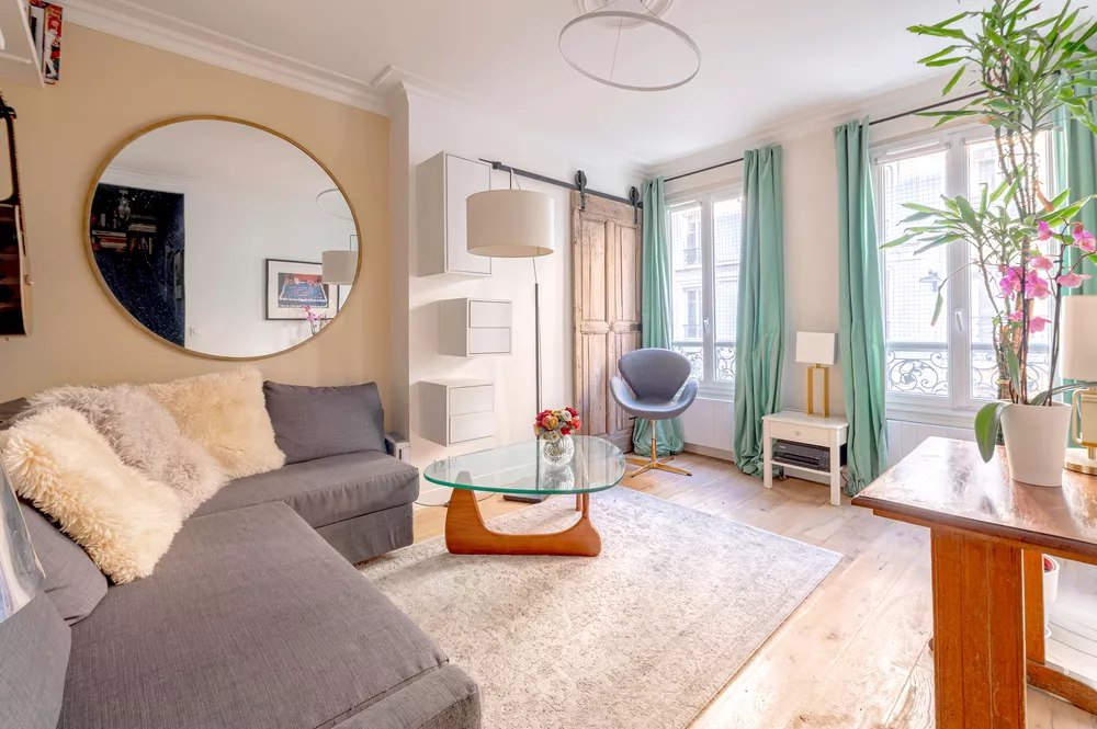 Bright living salon on rue Sedaine Paris France