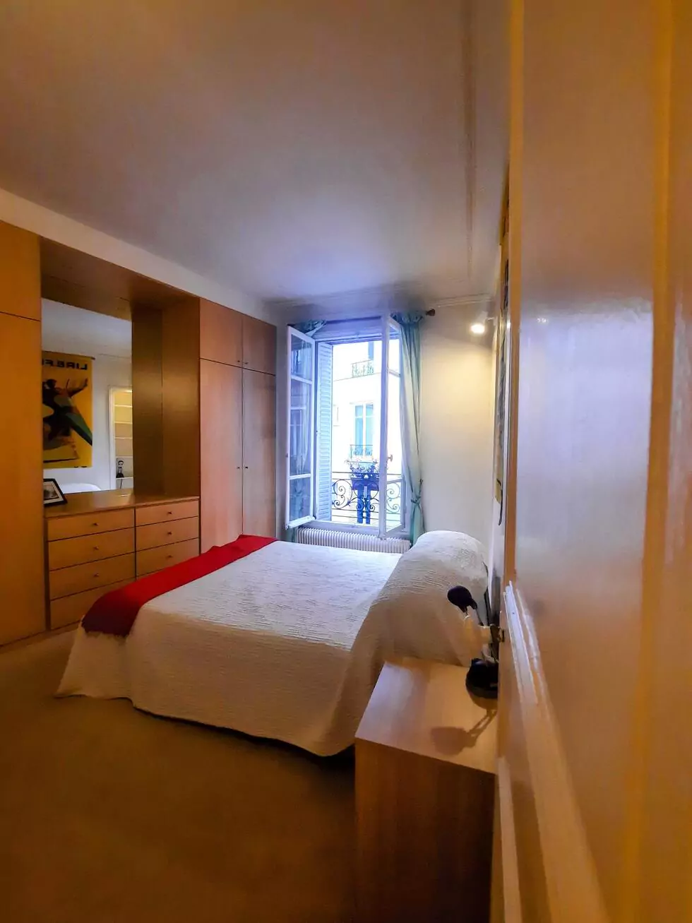 Large bedroom with built-in closets at Two-Bedroom Pied-à-Terre
