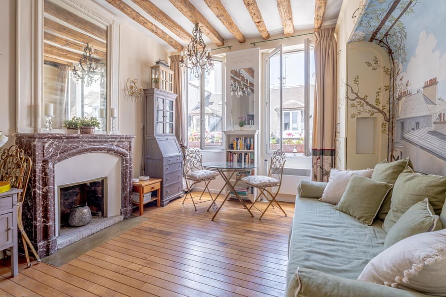50 rue Volta stunning designer studio in the Haut Marais main photo of living and dining