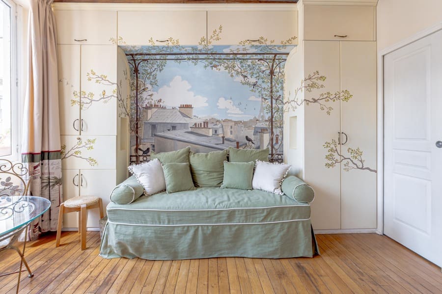 50 rue Volta Paris custom closets and cabinets and comfortable bed and couch wooden floors and bright windows
