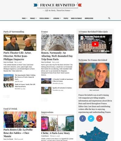 Screenshot of the France Revisited website