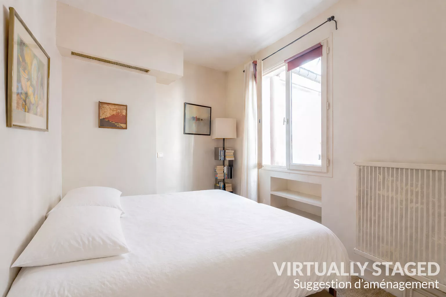 Virtually staged 2nd bedroom Rue de Palestro Paris France