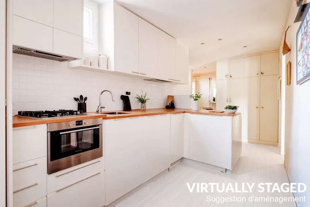Virtually staged kitchen -Rue de Palestro Paris France